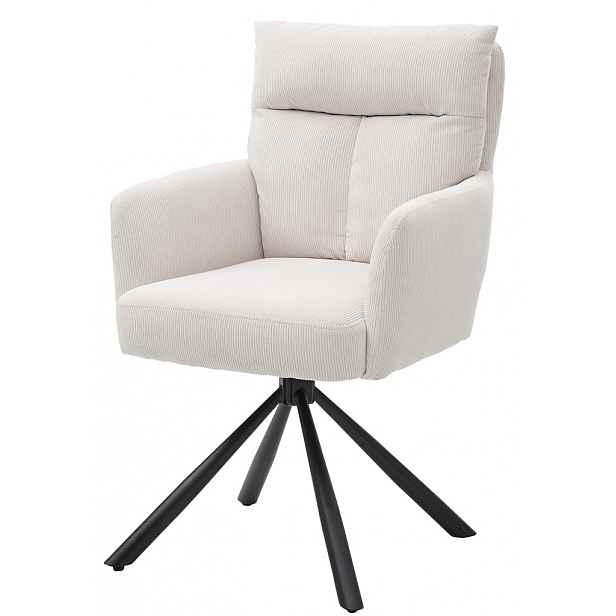 Otočná jídelní židle Sofia, světle béžová strukturovaná látka