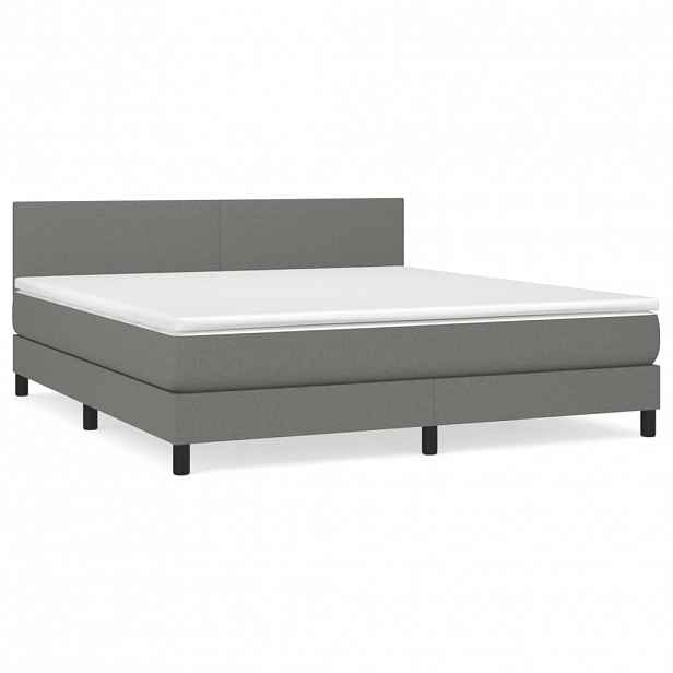 vidaXL Box spring postel s matrací tmavě šedá 160x200 cm textil