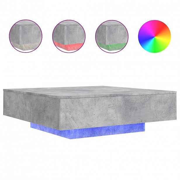 vidaXL Konferenční stolek s LED osvětlením betonově šedý 100x100x31 cm