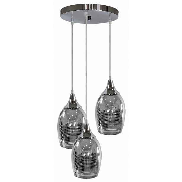 Závěsná lampa lustr chromové skleněné stínítko do obývacího pokoje jídelny Candellux
