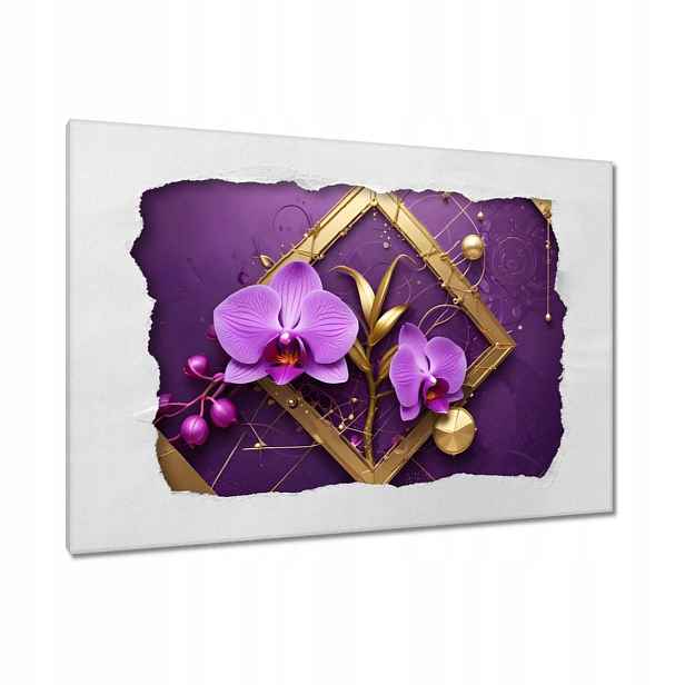 Obrazy 90x60 Fialové orchideje a zlato