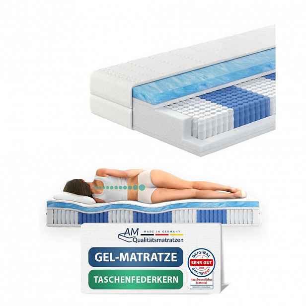 AM Qualitätsmatratzen GELOVÁ pružinová matrace s taštičkovými pružinami, 1000 pružin, 100/200 cm, H2 - výška 24 cm a potah Tencel