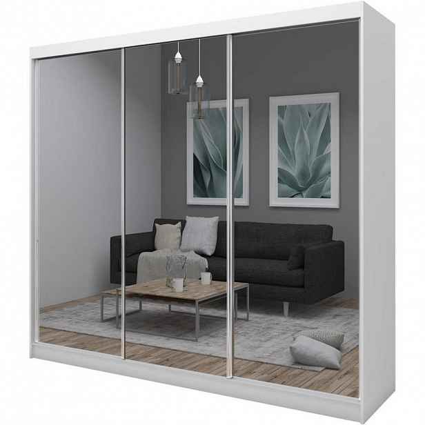 Beautysofa SKŘÍŇ s posuvnými dveřmi Debra 240/216/61 bílá se zrcadlem