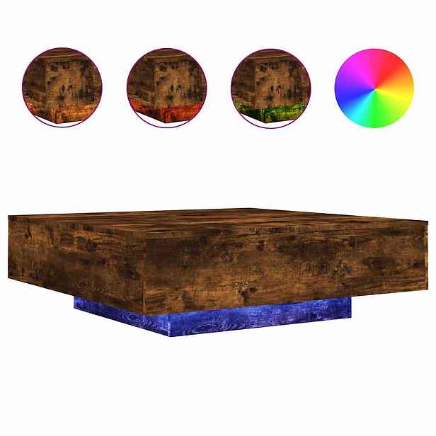 vidaXL Konferenční stolek s LED osvětlením kouřový dub 100x100x31 cm