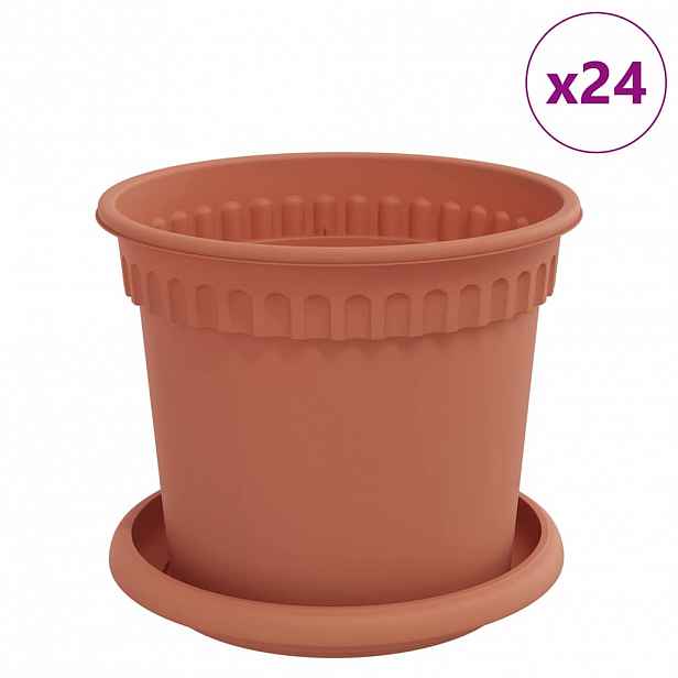 vidaXL Květináče 24 ks Cihlově červená Plast
