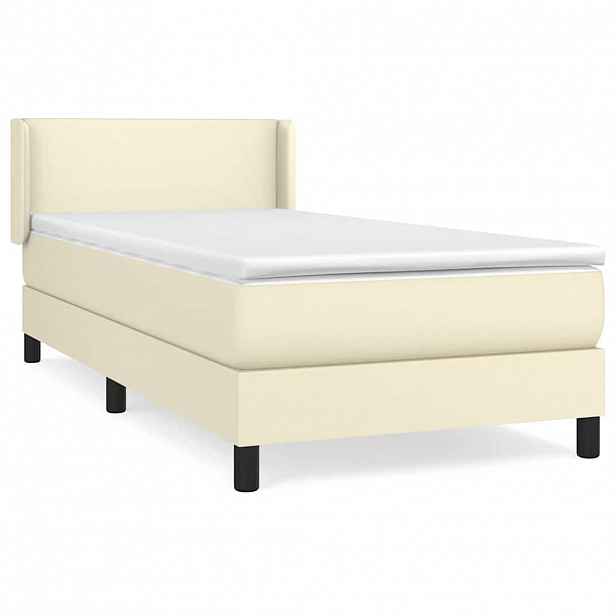 vidaXL Box spring postel s matrací krémová 80 x 200 cm umělá kůže