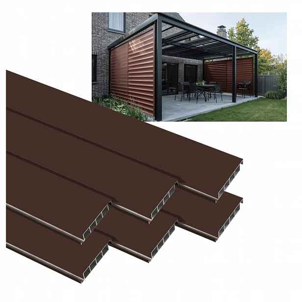 6 X Pohyblivá Prkna Pro Žaluzie Shutters Panel Altán Pergola Hnědá 120 CM