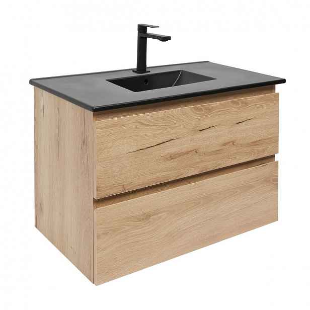 Koupelnová skříňka 2 zásuvková s umyvadlem SAT B-Way 79x50x45 cm dub mat BWAY280OAKU4B2B