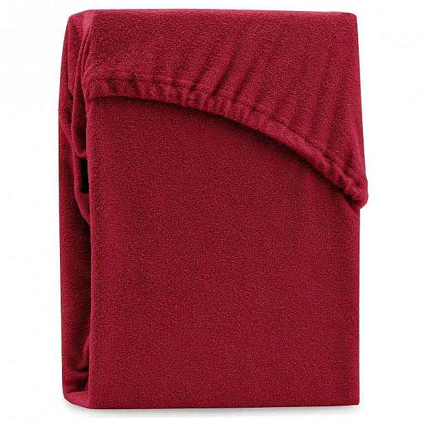 Tmavě červené elastické prostěradlo na dvoulůžko AmeliaHome Ruby Dark Red, 200-220 x 200 cm