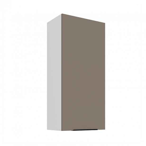 Vysoká horní kuchyňská skříňka LUNARA - šířka 50 cm, tmavě béžová / bílá