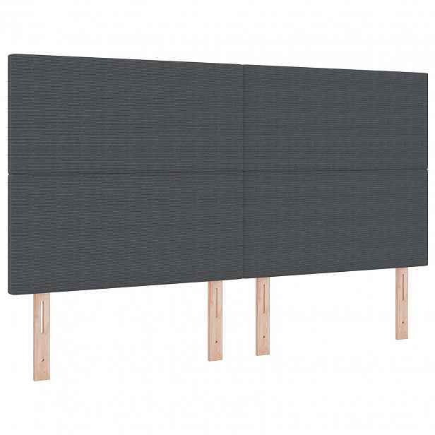 vidaXL LED hlavová deska s LED pásky Tmavě šedá 180 cm Žebrovaná látka