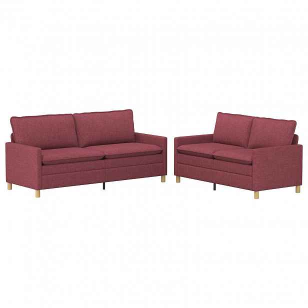 vidaXL Set pohovek 2 ks Víno Červené Textil