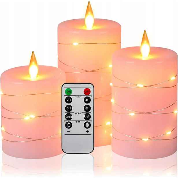 Led svíčka z včelího vosku, růžové Led svíčky Da By