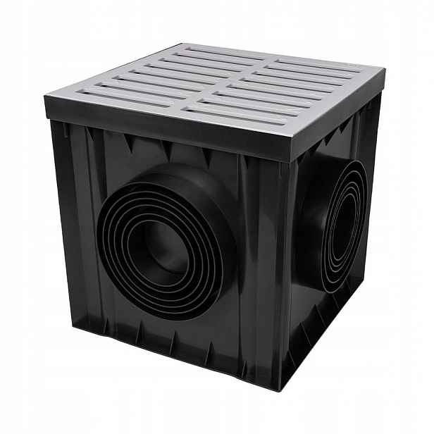 Revizní šachta 300x300 mm A15 s Pp košem a Pvc mřížkou, světlý popel