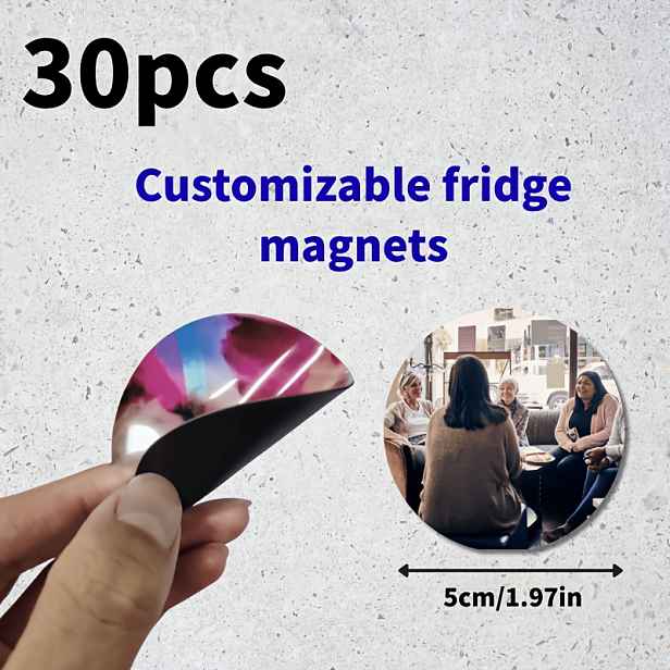 TEMU Kulatý magnet na lednici, odolný magnetický kruhový obklad, svatební fotografická pamětní samolepka na lednici, dárek pro páry s fotografií,