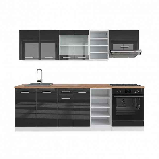 Vicco KUCHYŇSKÝ KOUT R-Line Antracitový vysoký lesk/bílá 240 cm , PD Dub