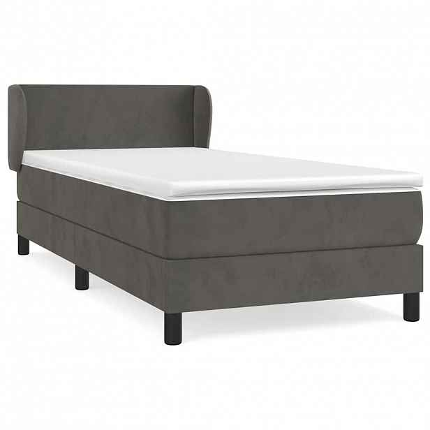 vidaXL Box spring postel s matrací tmavě šedá 90x200 cm samet