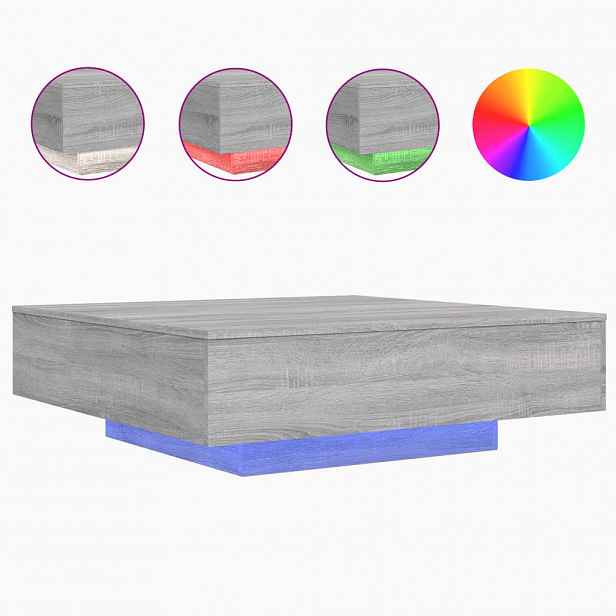 vidaXL Konferenční stolek s LED osvětlením Šedá Sonoma 100x100x31 cm