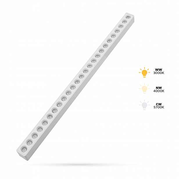 Lineární reflektor Bílý Grille 30W S30 Slim Track a FiberFLEX 48VDC 3CCT