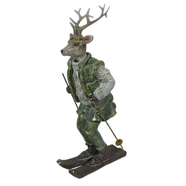 Mondex Vánoční figurka Santa Lila Jelen na lyžích 32,5 cm zelená