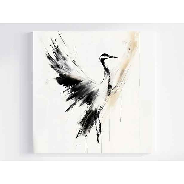 Obraz Na Plátně Canvas Grafika Příroda Pták Jeřáb Silueta Let Pohyb 50x50