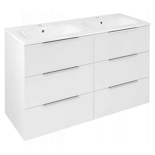 Sapho Cirasa - Umyvadlová skříňka 118x75x46 cm, 6x zásuvka, lesklá bílá CR121-3030-31