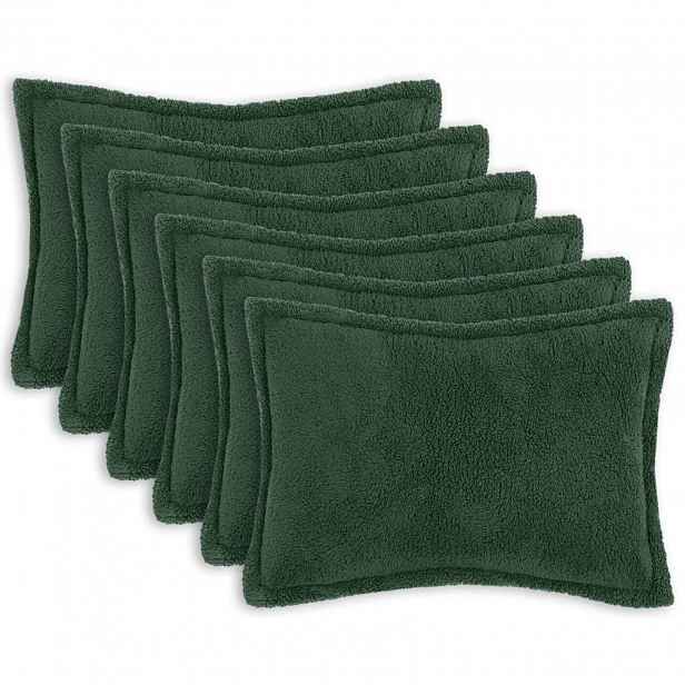 vidaXL Povlak na polštář 6 pcs HOUTEN Tmavě zelená 50 x 80 cm Bouclé