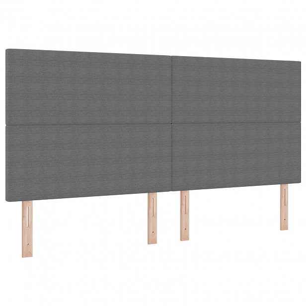 vidaXL LED hlavová deska s čelo Světle šedá 200 cm Žebrovaná látka