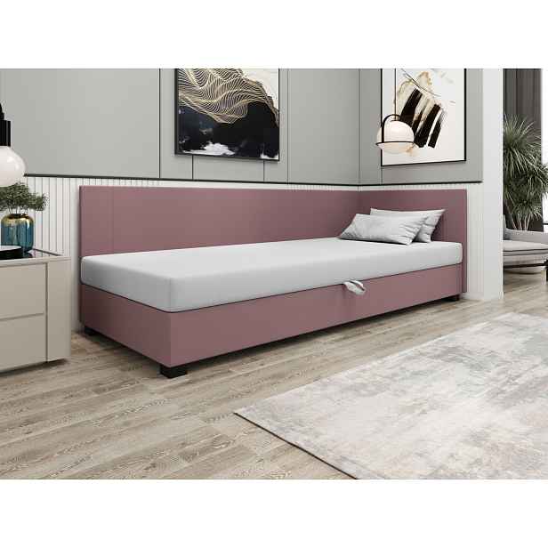 Čalouněná jednolůžková postel 80x195 ARIADNA PLUS 1 - růžová / bílá