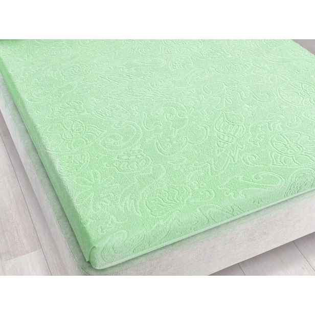 Froté prostěradlo bez gumičky 150x205 Tulipán zelené jasmínové žakárové