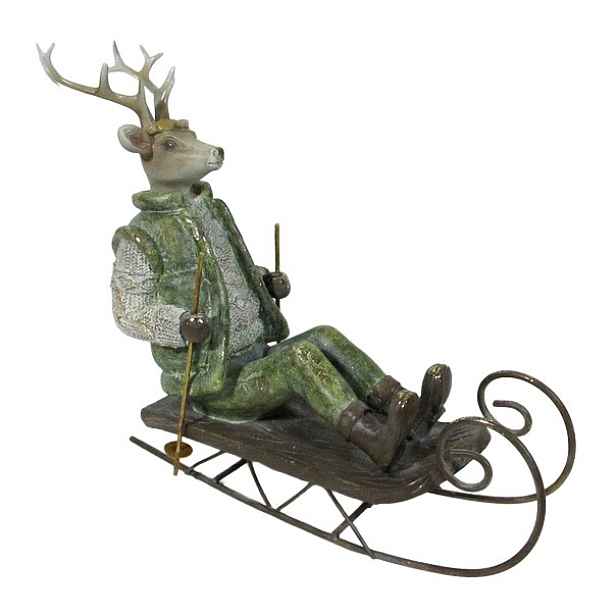 Mondex Vánoční figurka Santa Lila Jelen na saních 29,5 cm zelená