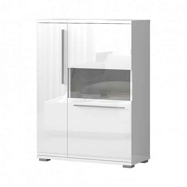Vitrína PIANO V90-2KS/PN bílá lesk