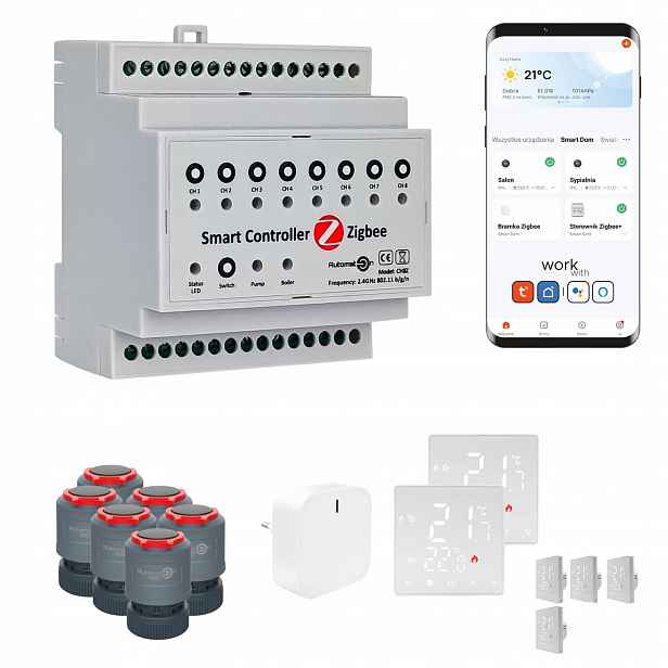 Sada pro podlahové vytápění Zigbee Tuya CH8Z 6 místností, termostaty Std