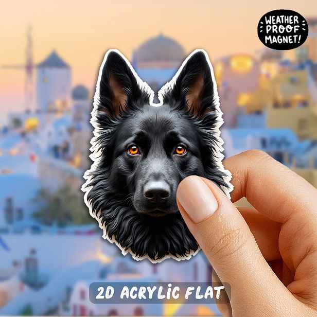 TEMU 1 ks Magnet Německý ovčák vhodný pro majitele domácích mazlíčků, realistická černá srst a oranžové oči, akrylové magnety na lednici s portrétem