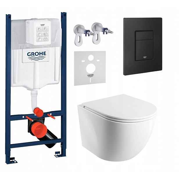 Wc sada Grohe Rapid s miskou Tornado Spmwbm s tlačítkem, černá matná