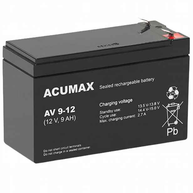Akumulátor Agm baterie Acumax 12V 9Ah Av 9-12 Vrla olověná