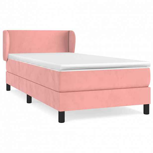 vidaXL Box spring postel s matrací růžová 90x200 cm samet