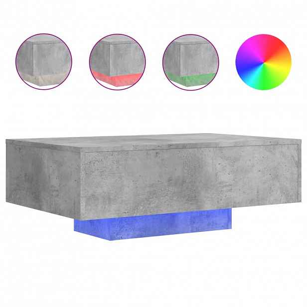 vidaXL Konferenční stolek s LED osvětlením betonově šedý 85x55x31 cm