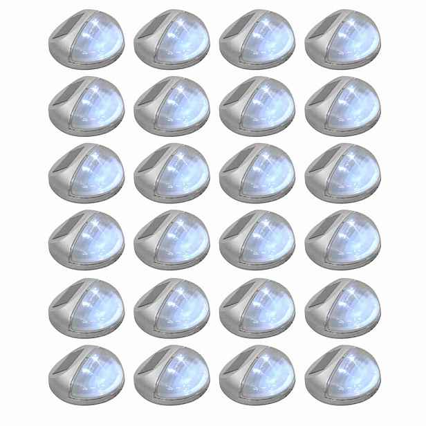vidaXL Zahradní nástěnné solární lampy LED 24 ks kulaté stříbrné