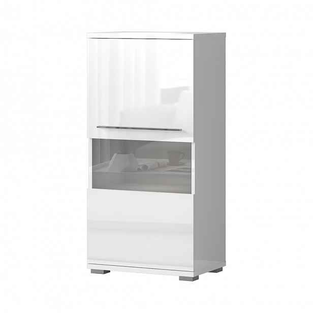 Vitrína PIANO V60-1KS/PN bílá lesk