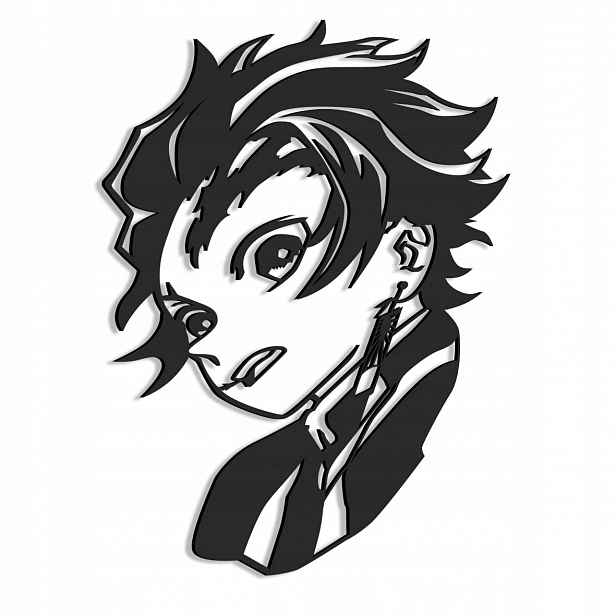 Dřevěný 3D obraz Anime Demon Slayer Tanjiro Meč zabijáka démonů Dárek
