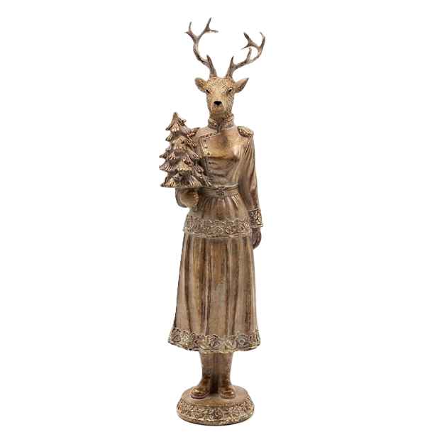 Mondex Vánoční figurka Santa Lila Jelen se stromečkem 41 cm béžová