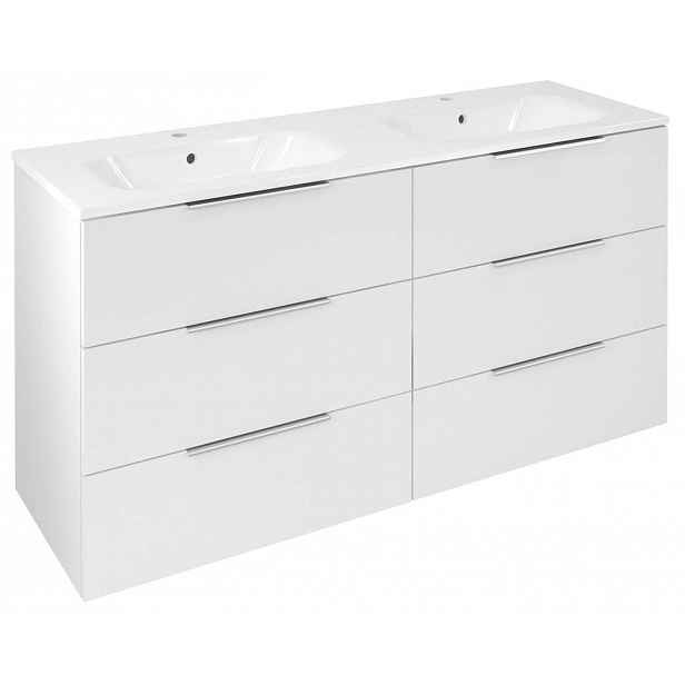 Sapho Cirasa - Umyvadlová skříňka 140x75x46 cm, 6x zásuvka, lesklá bílá CR141-3030-31