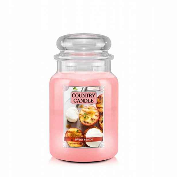 Sweet Peach – Country Candle – velká vonná svíčka se dvěma knoty (652 g)
