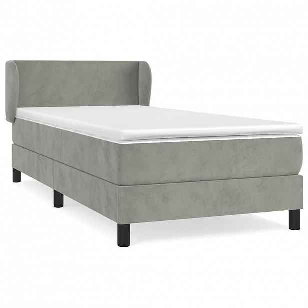 vidaXL Box spring postel s matrací světle šedá 100x200 cm samet
