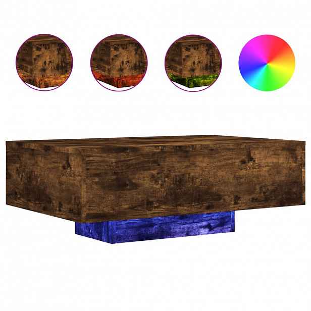 vidaXL Konferenční stolek s LED osvětlením kouřový dub 85 x 55 x 31 cm