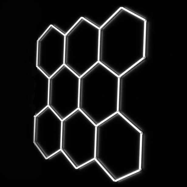 Výkonná Led Hexagon lampa 8x 229x237cm 245W dílna auto detailing stropní