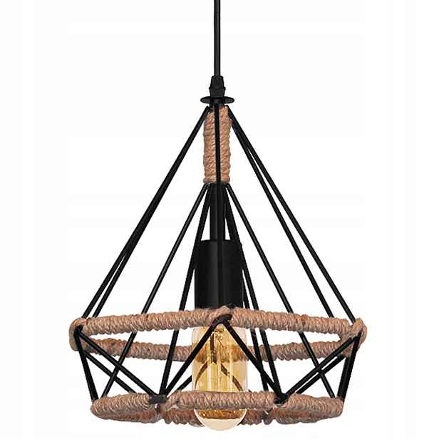 Závěsná lampa Toolight APP678-1CP 1 bod světla E27 Loft Černá Boho Šňůra