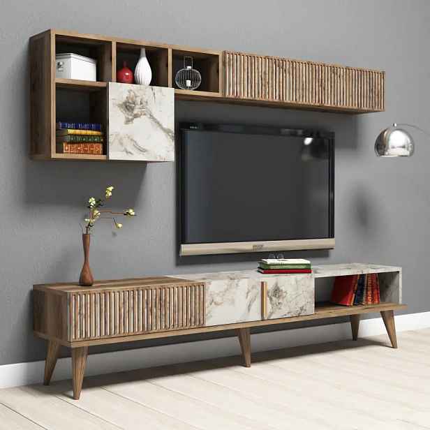 Casarredo Obývací stěna UMBRIA – ořech/bílá