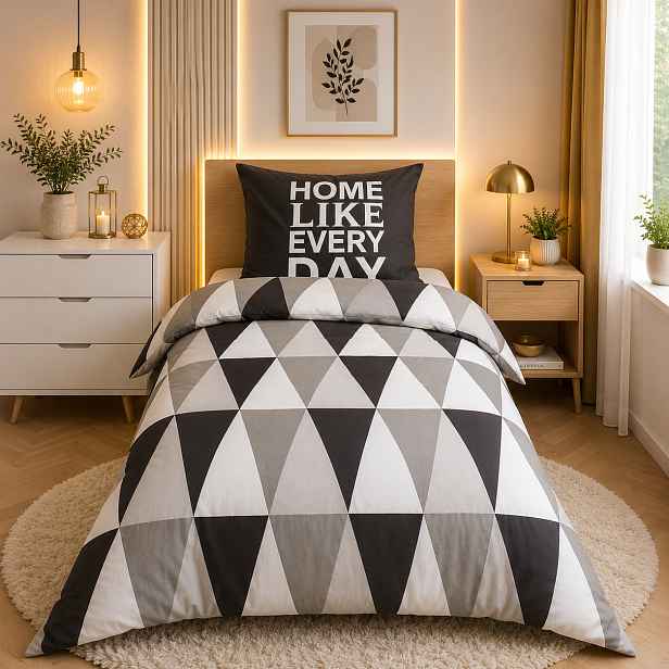 TP Bavlněné povlečení 140x200+70x90 - Home grey